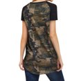 thumbnail image 3 of Women Camouflage Printed Colorblock Round Neck Short Sleeve Tunic Top, 3 of 3