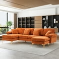 thumbnail image 3 of Rophefx 114" Sectional Sofa for Living Room,Modern Velvet Couch,U-Shaped Sofa with Chaise and Ottoman,Orange, 3 of 10