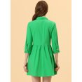 thumbnail image 4 of INSPIRE CHIC Women's 3/4 Sleeve Button Front Flare Mini Shirt Dress, 4 of 6