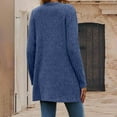 thumbnail image 4 of idosla Women Cardigans Open Front Lightweight Button Down Duster Long Cardigan Vertical Stripes Pockets for Casual Fall (Blue, XL), 4 of 8