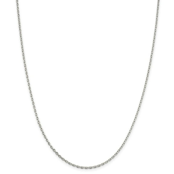925 Sterling Silver 2mm Beveled Oval Cable Chain; 30 inch; Lobster Clasp; for Adults and Teens; for Women and Men