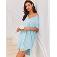 thumbnail image 6 of Ekouaer Women V-Neck Sleep Dress Short Sleeve Nightshirt with Split Hem Comfortable Nightgown, 6 of 6