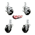 thumbnail image 2 of 3.5 Inch Hard Rubber Wheel Swivel 7/8 Inch Square Stem Caster Set 2 Brakes SCC, 2 of 2