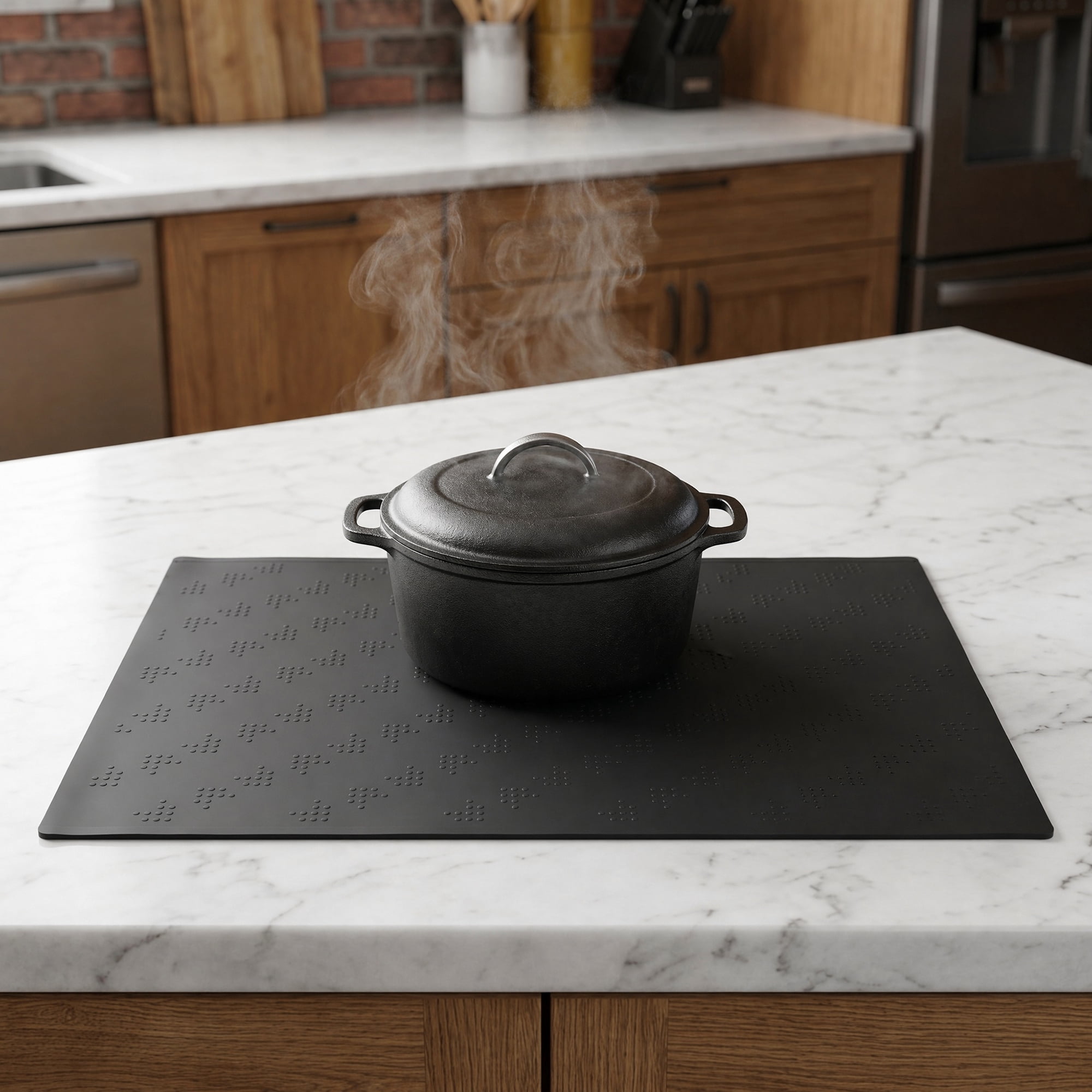 Unique Bargains Silicone Heat Resistant Countertop Protector Pad Mat Black 27.6"x16.5"