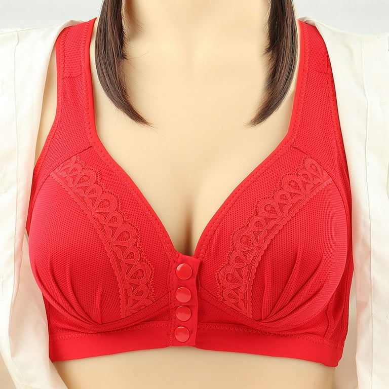 LEEy-world Lingerie For Women Plus Size Post Bra Front Closure Unpadded  Wirefree Sport Racerback Posture Red,40 