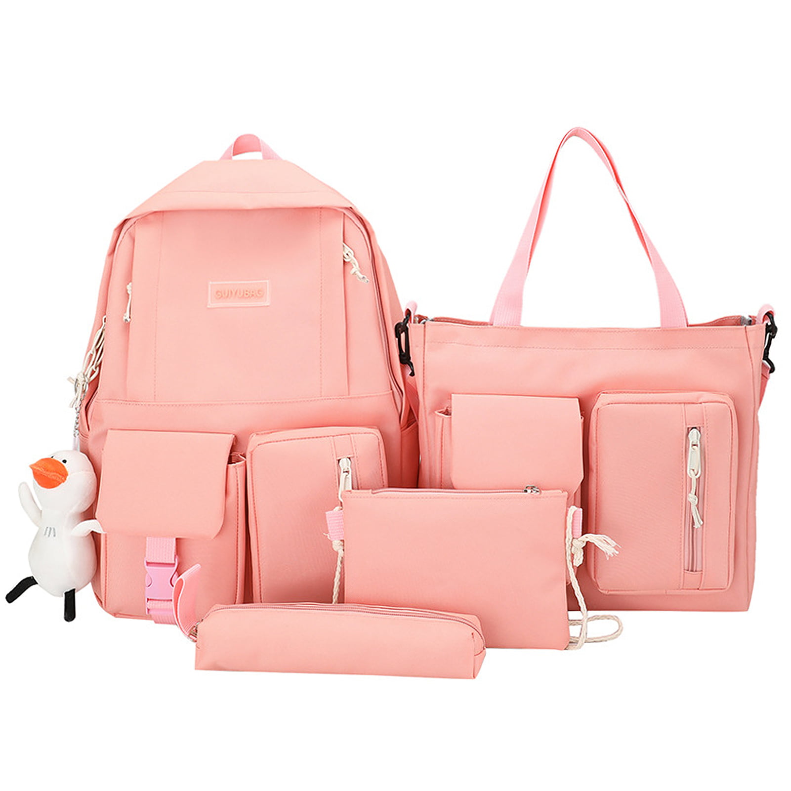 4Pcs Backpack Women Canvas Travel Bookbags School Bags for Teenage Girls 6 Color 