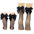 thumbnail image 1 of Chaussettes Résille pour Femmes Chaussettes Hautes en Maille Bas de Mode avec Noeud en Satin, 1 of 5