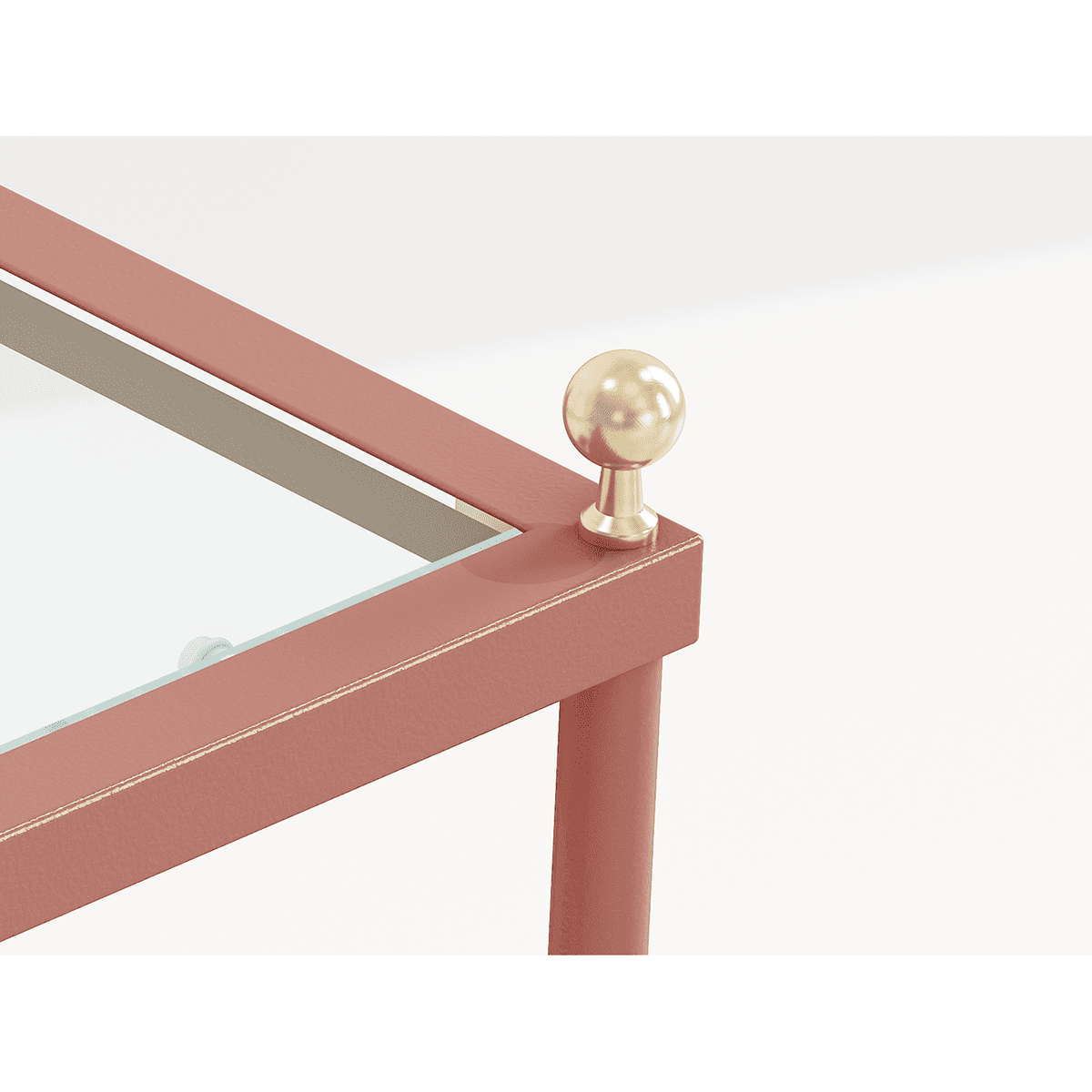 Kadyn Modern Square Coffee Table, Glass Coffee Table for Living Room, Carbon Steel 2-Tier Tea Table & Pet Sharing Table （Provide pet mat）, Rose Gold