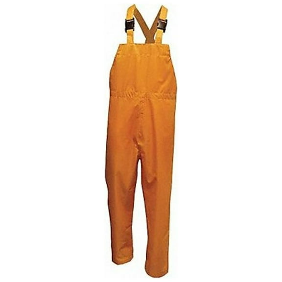 Rain Bib Pants, Polyester, 31 1/2 in Inseam, Elastic Closure, Yellow, Size M