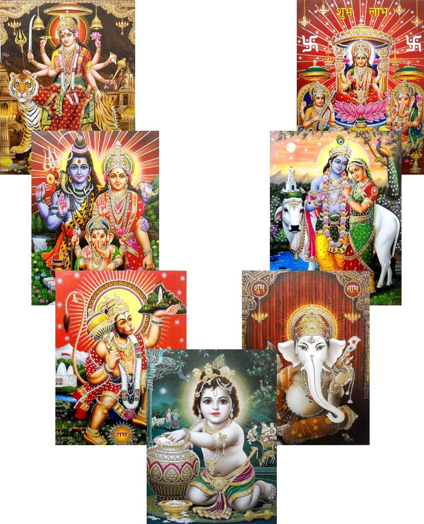 Wholesale Lot of 10 Hindu Gods and Goddess Reprint Posters : Size ...