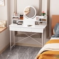 thumbnail image 4 of Women Dresser, Happydeer Vanity Table with LED Lighted Mirror, 4 Drawers and Opening Shelves Dressers, Dressing Table for Bedroom, 3 Modes Brightness Adjustable Makeup Desk, 4 of 6
