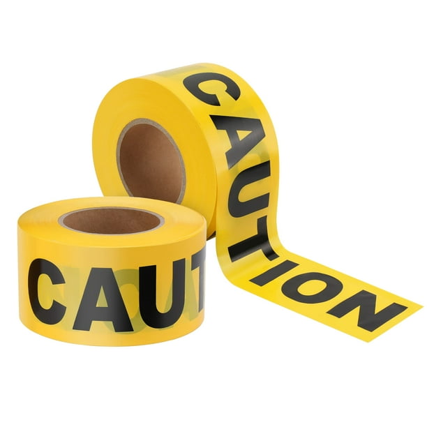 Cinta de precaución, paquete de 2 rollos de cinta de precaución amarilla, 3 pulgadas x 1000 pies, cinta de seguridad de advertencia con fuente negra negrita para construcción