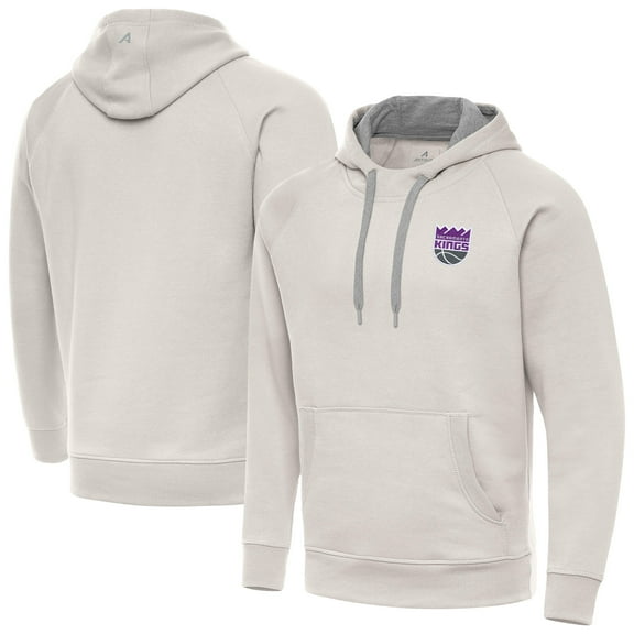 Men's Antigua Cream Sacramento Kings Victory Pullover Hoodie