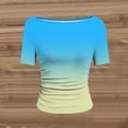 thumbnail image 5 of DeHolifer Women's Tops Casual Plaid Printed Crewneck Short Sleeve Lightweight Summer Trendy Tee Tops Yellow S, 5 of 7