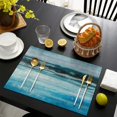 thumbnail image 7 of Heat Resistant Non-Slip Placemats Set of 4 - Modern Abstract Art - Washable Table Mats for Home Wedding Restaurant - Blue and Grey, 18"X12", 7 of 7