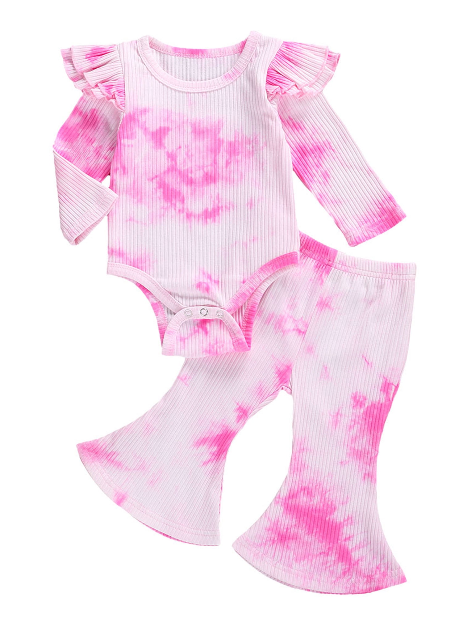 Newborn Infant Baby Boy Girl Long Sleeve Tie Dye Romper Bodysuit Jumpsuit+Pants Two Piece Outfit Set Fall Winter Clothes