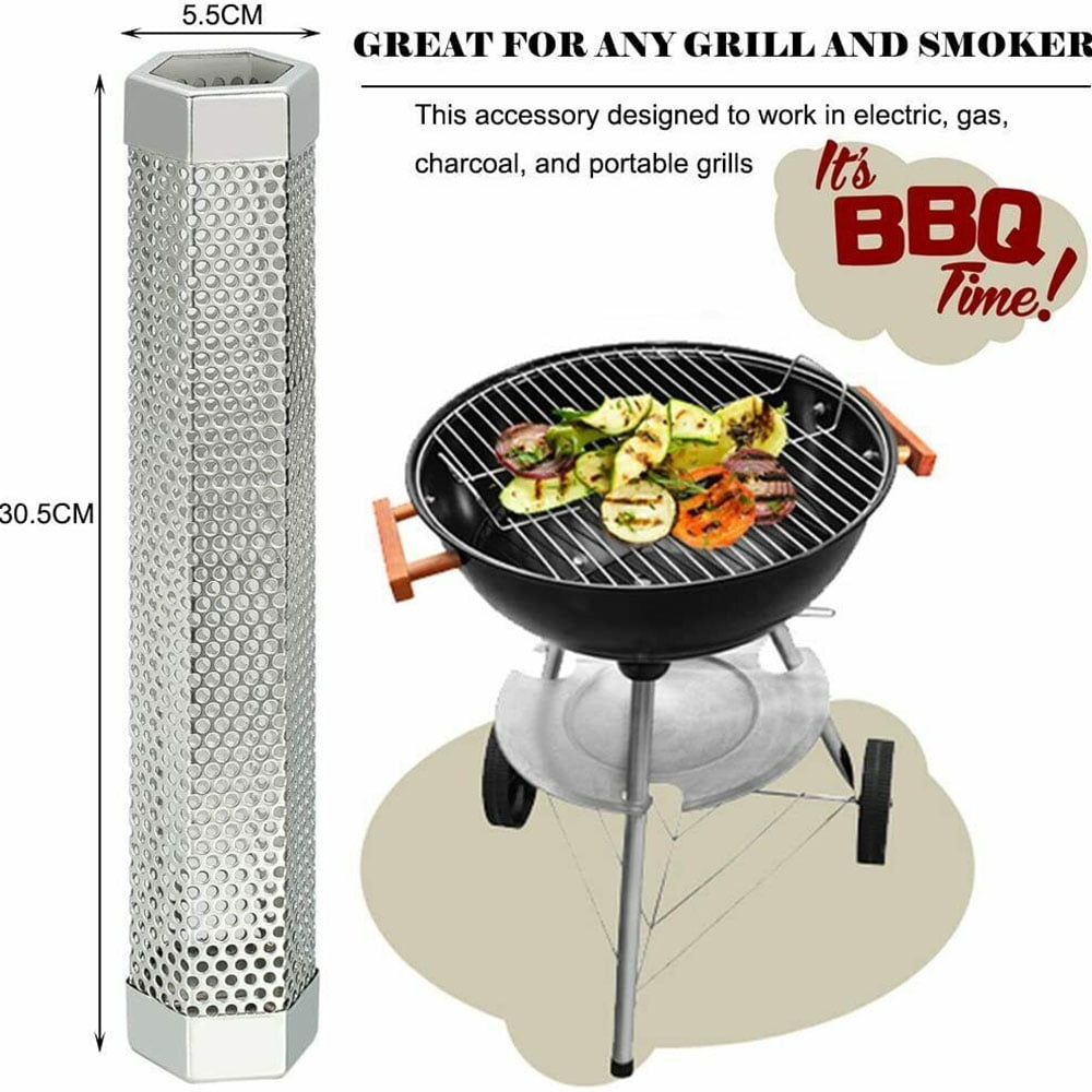 Details about   12" Useful Smoker Pellet BBQ Grill Hot/Cold Smoking Generator Mesh Filter Tube 