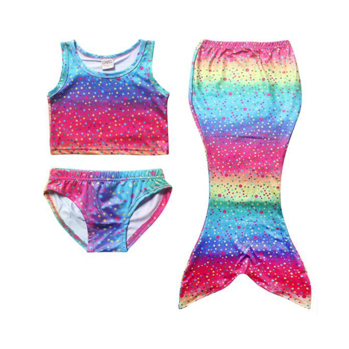 Kids Girls Mermaid Tail Swimmable Bikini Set Swimwear Swimsuit Swimming ...