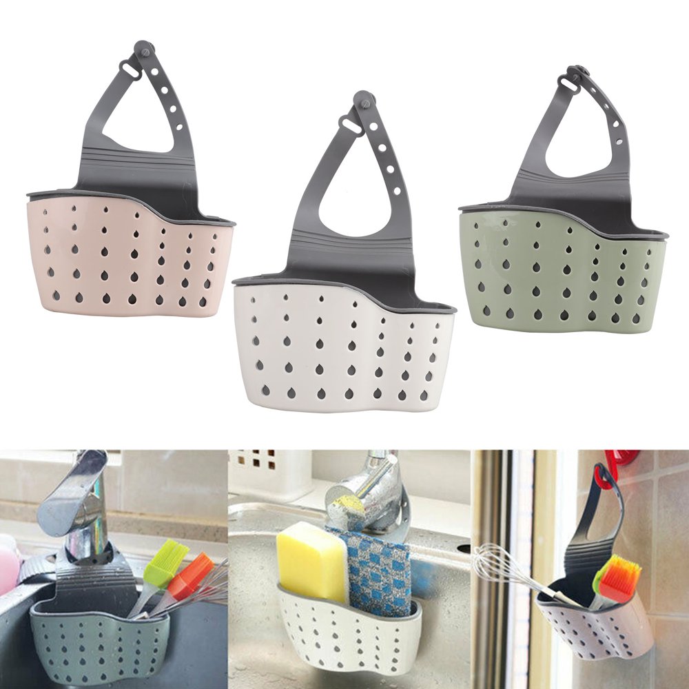 EEEkit Sponge Holder, Hanging Kitchen Sink Caddy Organizer with Adjustable Strap, Rubber Sink