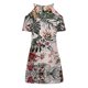 thumbnail image 5 of Vestido corto de punto con cuello en V y manga corta floral para vacaciones de verano para mujer Pompotops  ghjkhdj15264, 5 of 5