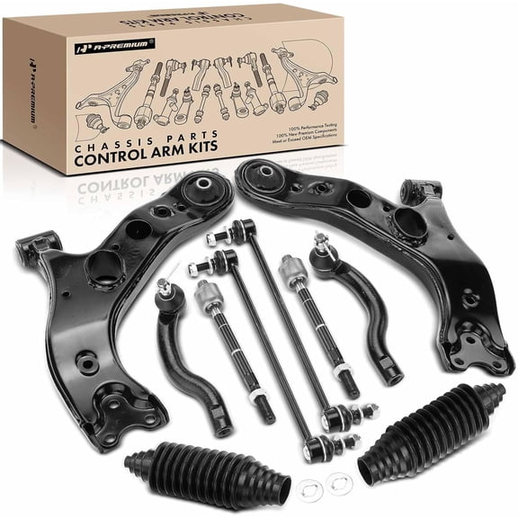 A-Premium 10Pcs Front Suspension Kit, Lower Control Arm, Sway Bar Link, Tie Rod End, Rack and Pinion Bellow Kit, Compatible with Toyota RAV4 2006-2018 2.5L 3.5L