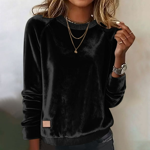 Karight Vintage Corduroy Shirts for Women Spring Fall Long Sleeve Crew Neck Top Casual Classic Fit Comfy Trendy Basic Pullovers