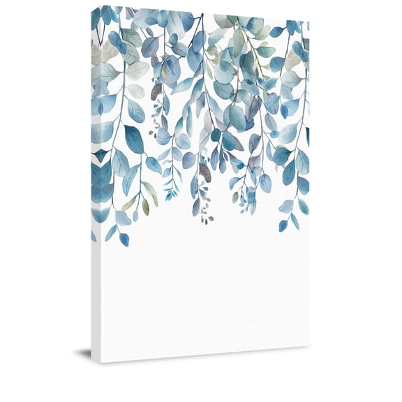 Canvas Wall Art, Blue Eucalyptus Leaves Framed Canvas Prints for Living Room Dining Room, Watercolor Botanical Weeping Gallery Wrapped Wall Decor for Home Office, Gifts, 22"x28" Ship Next Day
