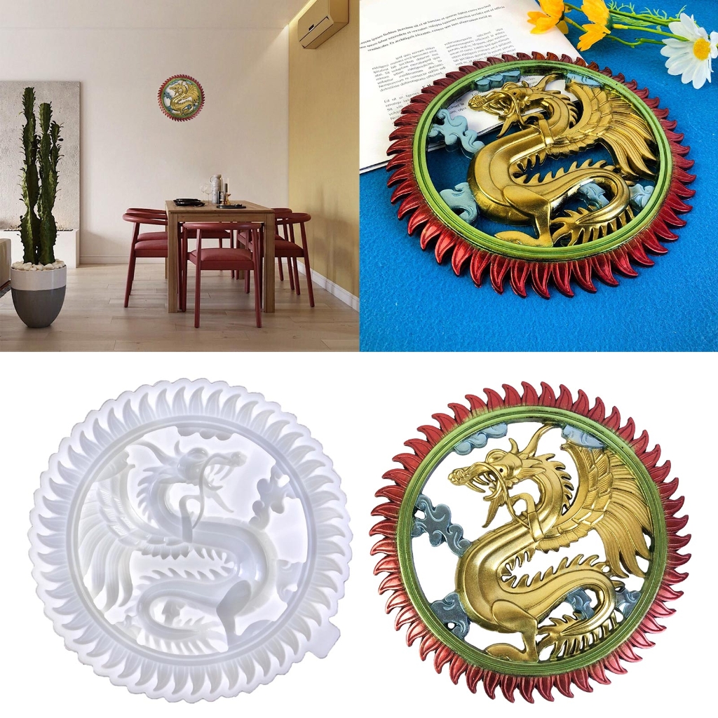 FENOHREFE 3D Dragon Resin Mold Handmade Epoxy Silicone Molds Wall Decoration for Home Office Bedroom Ornament Mold Craft