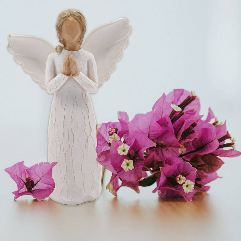 FYBW 5.12'' Angel of Love Heart, Guardian Angel Holding Pink Heart Hand  Statue with Flickering LED, Praying Angel Figurines Home Decor for Gifts  (Warm