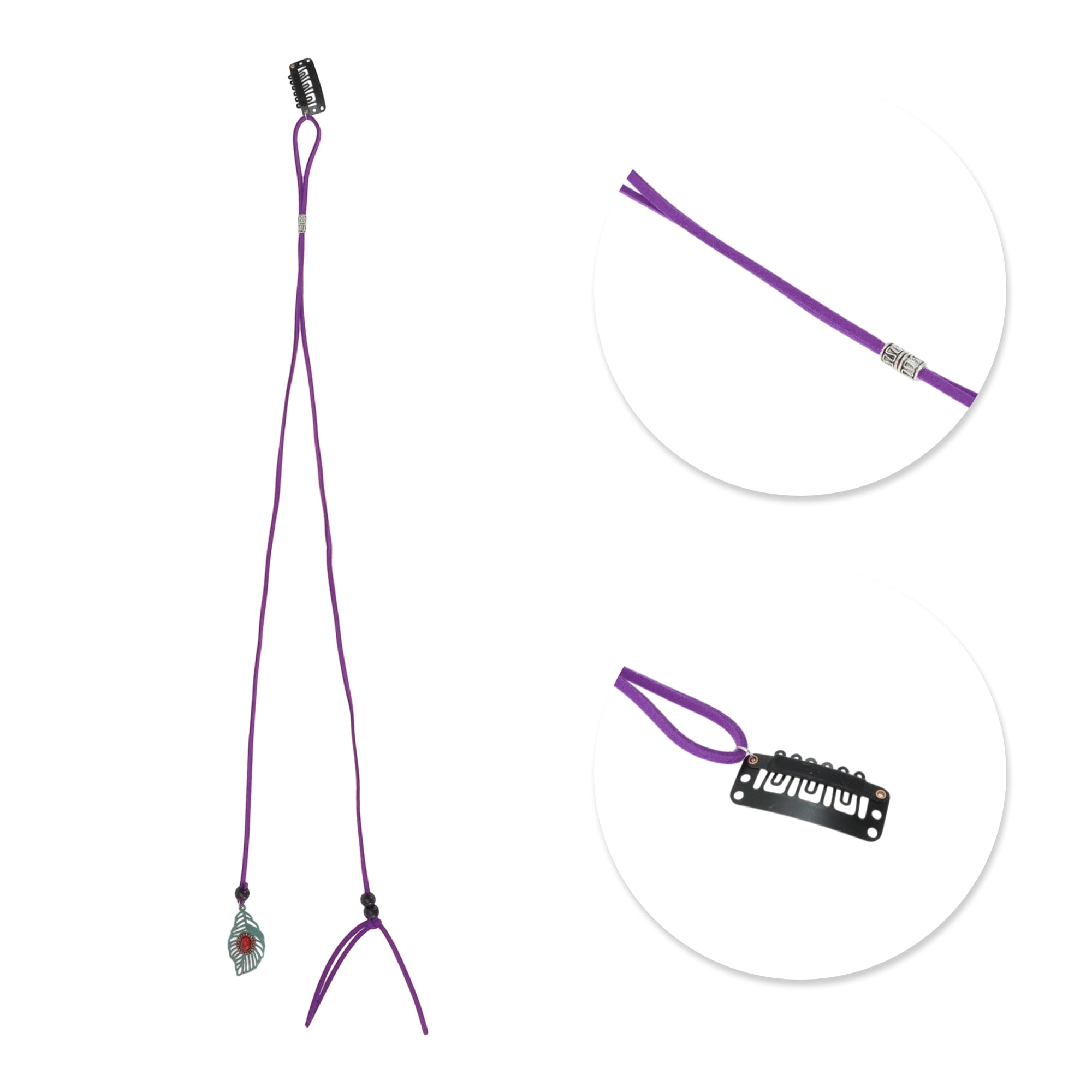 Unique Bargains Elegant Leaf Braided Hair Chain 1Pc Stylish Accessory Dark Purple 19.69"