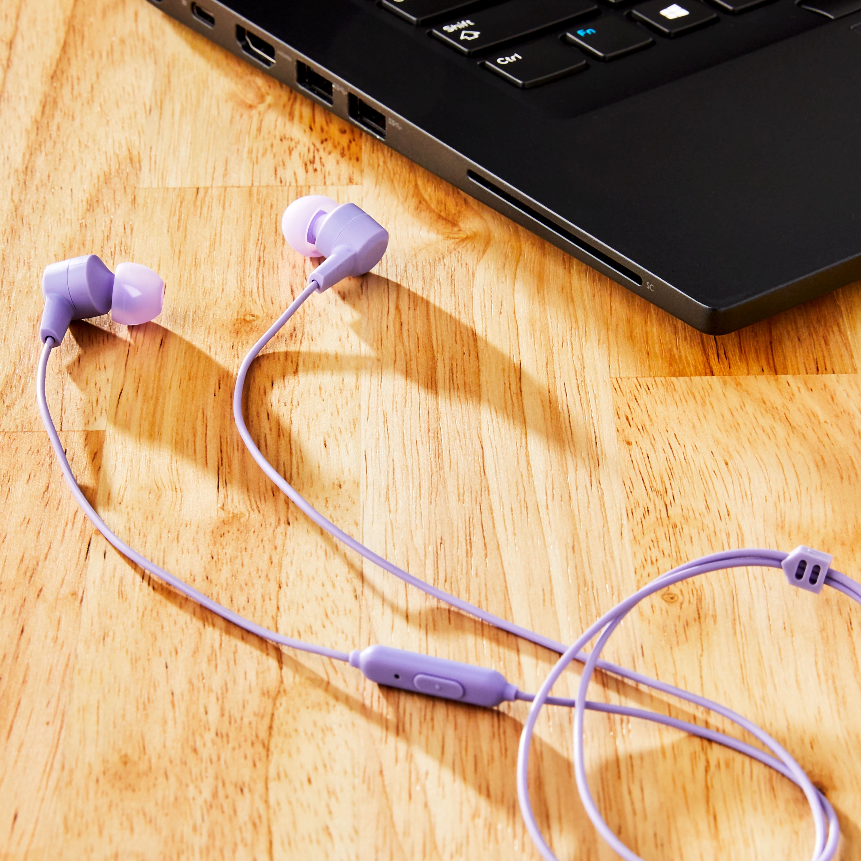 onn Lilac Wired In-Ear Earphones with Built-in Microphone
