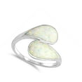 thumbnail image 4 of CHOOSE YOUR COLOR White Simulated Opal Wave Inlay Cocktail Ring 925 Sterling Silver Band CZ Female Size 7, 4 of 4