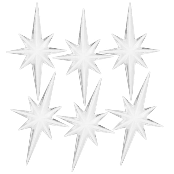 KAKOWELY Transparent Acrylic Octagonal Star Ornaments for Christmas Tree Decor 6Pcs