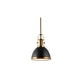 thumbnail image 2 of JONATHAN Y Homer 10" 1-Light Modern Industrial Iron LED Dome Pendant, Black/Brass Gold, 2 of 6