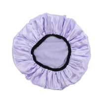Unique Bargains Women Durable Solid Color Shower Cap for Bathroom Vacation Travel Light Purple Satin EVA