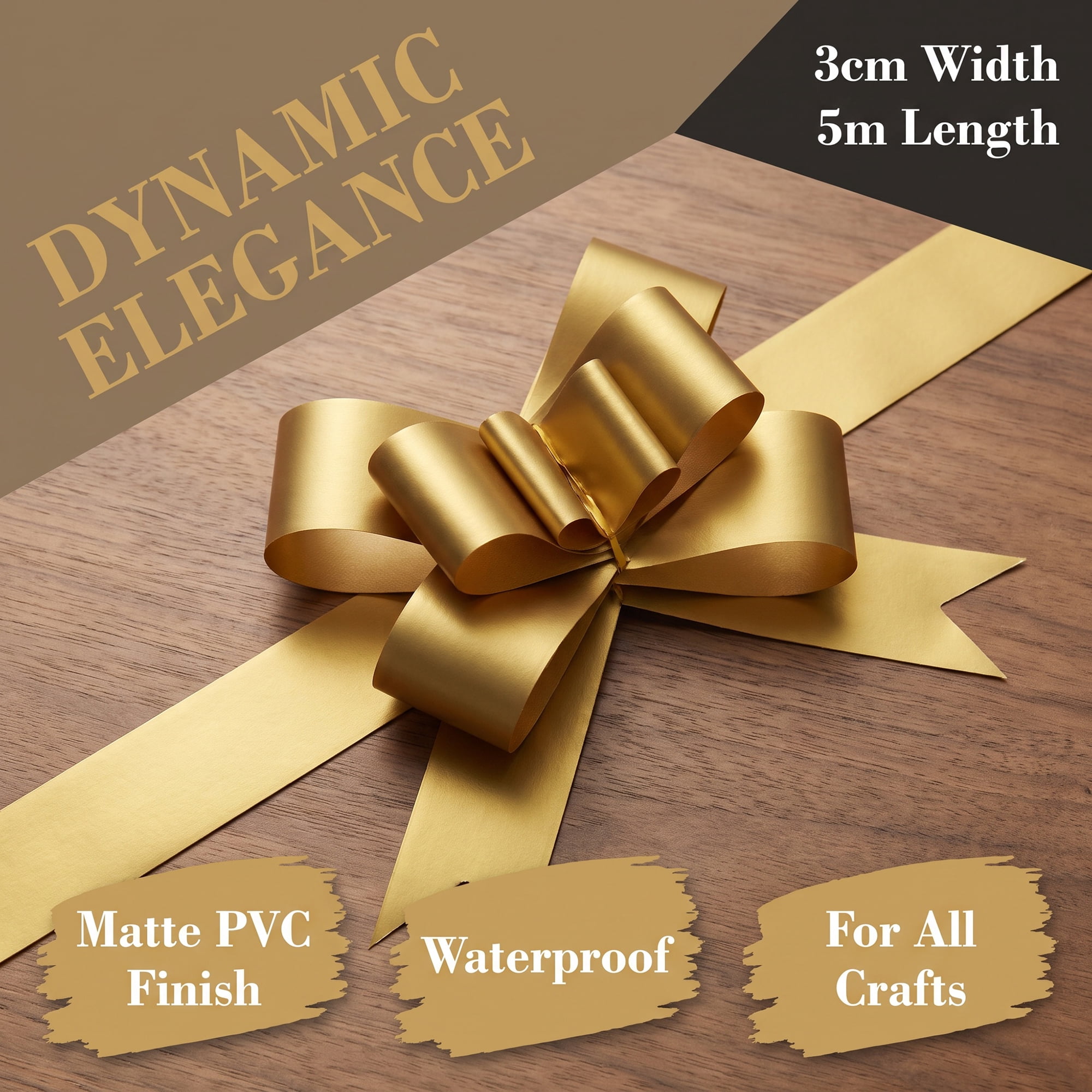 Unique Bargains Metallic Fabric Ribbon for Gift Wrapping and Decoration Gold 5.5 Yard