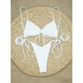thumbnail image 3 of Women's Frilled Trim Triangle Bikini Tie Side Panty G-String Swimsuit Set, 3 of 4