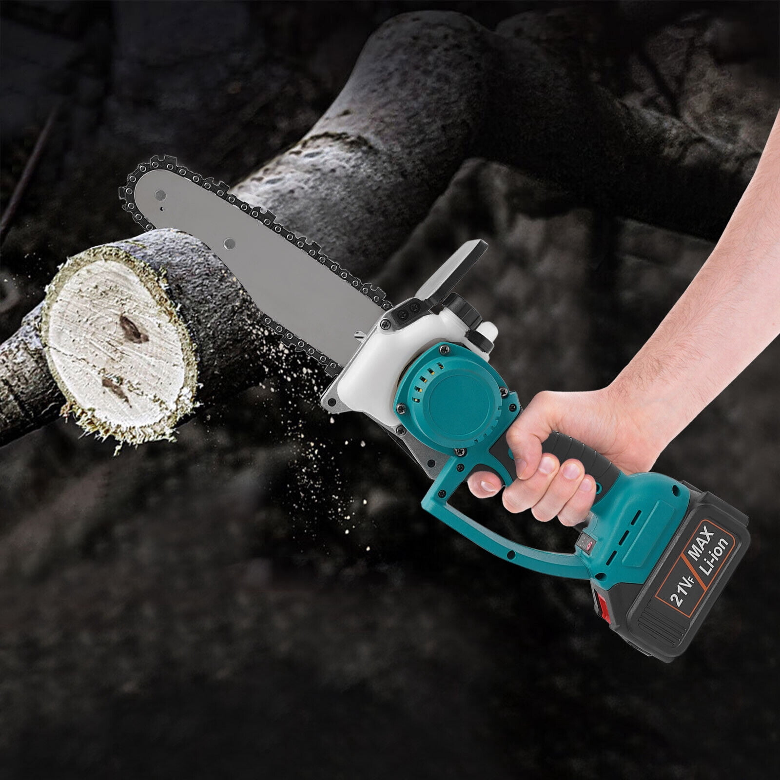 120W 8" Cordless Electric Chainsaw W/2 Battery Wood Pruning Cutting Chain Saw