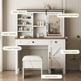 thumbnail image 2 of Makeup Vanity Desk with Sliding Mirror and Lights Multilayer Storage Shelves, Big Storage Cabinet Big Vanity Set for Bedroom (42.1 * 15.7 * 53.9), 2 of 15