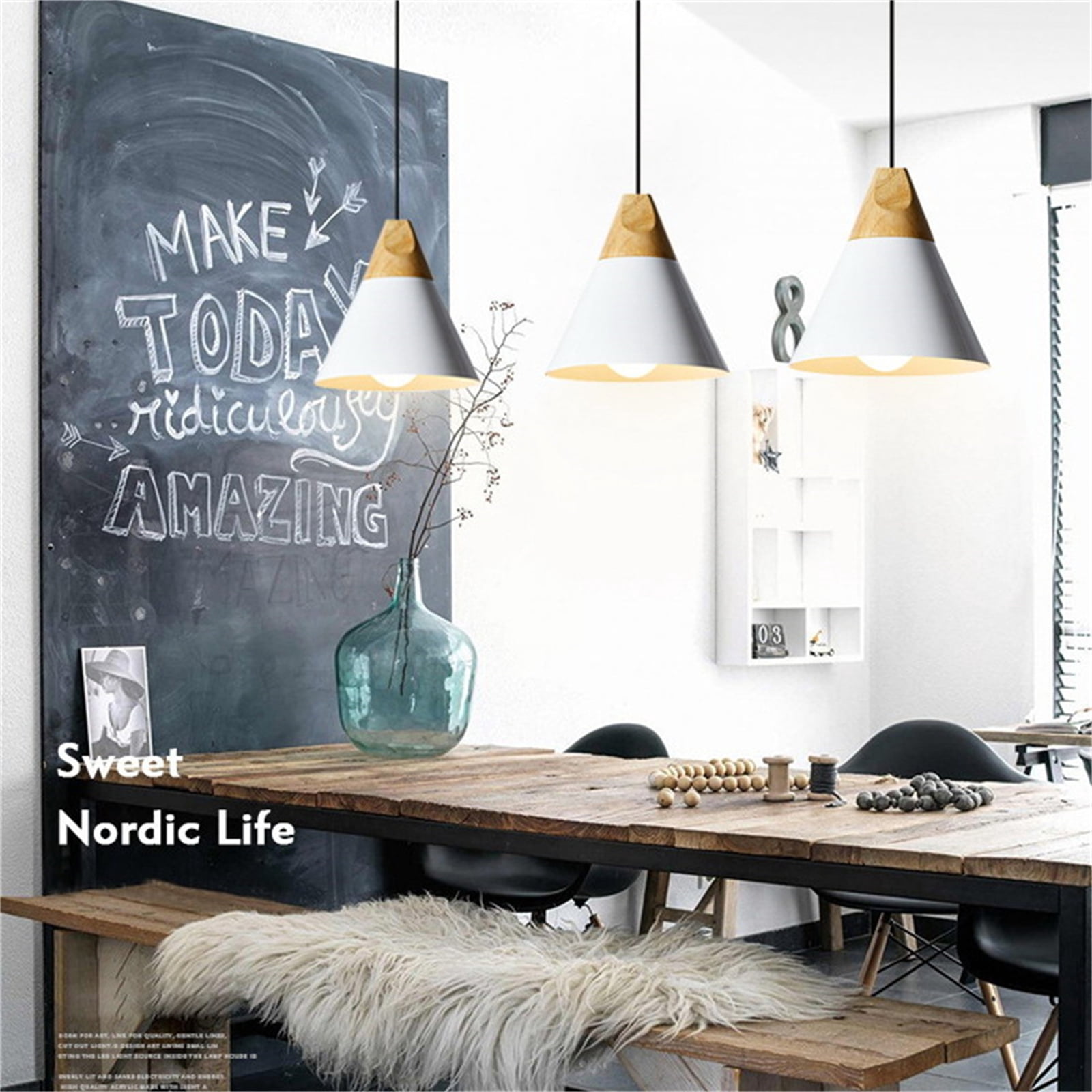 JLOWCO Plug in Pendant Light Modern Hanging Lights with Plug in Cord Bedroom Farmhouse Light Fixtures Kitchen Rustic Pendant Lights Kitchen Island White (LED Bulb Include)