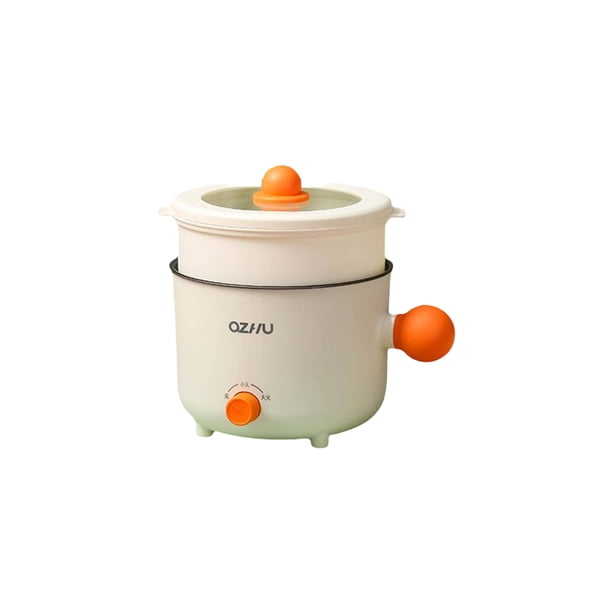 Bewildely Mini cocina eléctrica antiadherente olla de enjuague hirviendo portátil de viaje dormitorio comedor Bar café cocina suministros para Electrodomésticos Rejilla de vapor blanca