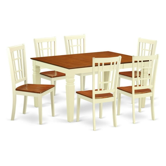East West Furniture Weston 7 Piece Windowpane Dining Table Set
