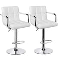 thumbnail image 1 of Yaheetech Tall Bar Stools Set of 2 Modern Square PU Leather Adjustable BarStools Counter Height Stools with Arms and Back Bar Chairs 360° Swivel Stool White, 1 of 5