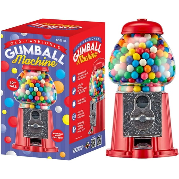 Tradeopia 12" Gumball Machine for Kids and Adults, Old Fashioned Metal Gumball Machine