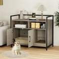 thumbnail image 4 of Gymax Cat Litter Box Enclosure w/ Storage Compartments Removable Scratching Board Gray, 4 of 10