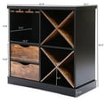 thumbnail image 2 of LuxenHome Black and Brown Wood 2-Drawer X-Storage Wine Cabinet, 2 of 9