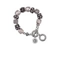 thumbnail image 1 of Silvertone Capital Letter - O - Pebble Disc - Black Pebble Bead Charm Bracelet, 1 of 1