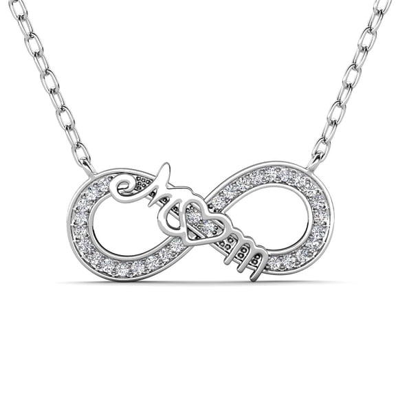 Cate & Chloe Robin 18k White Gold Plated Infinity Mom Necklace with Swarovski Crystals for Women