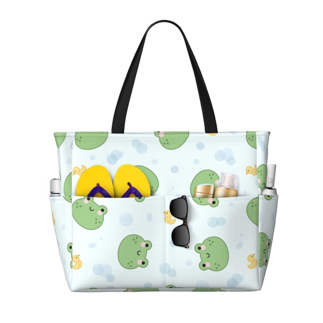 Fotbe Kawaii Frogs Bolsa de Viaje para Playa - Resistente al Agua, Bolsa Tote de Gran Capacidad y Ligera con 7 Bolsillos para Mujeres y Hombres