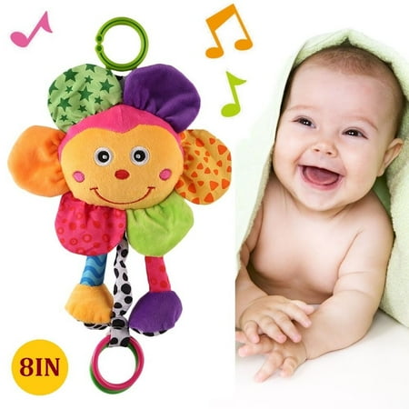Baby Soft Rattles Set, Infant Developmental Baby Crib Toys, Bay Musical Toys, Cute Stuffed Animal with Sound for 3, 6, 9, 12 Months and Newborn Chrismas Gift
